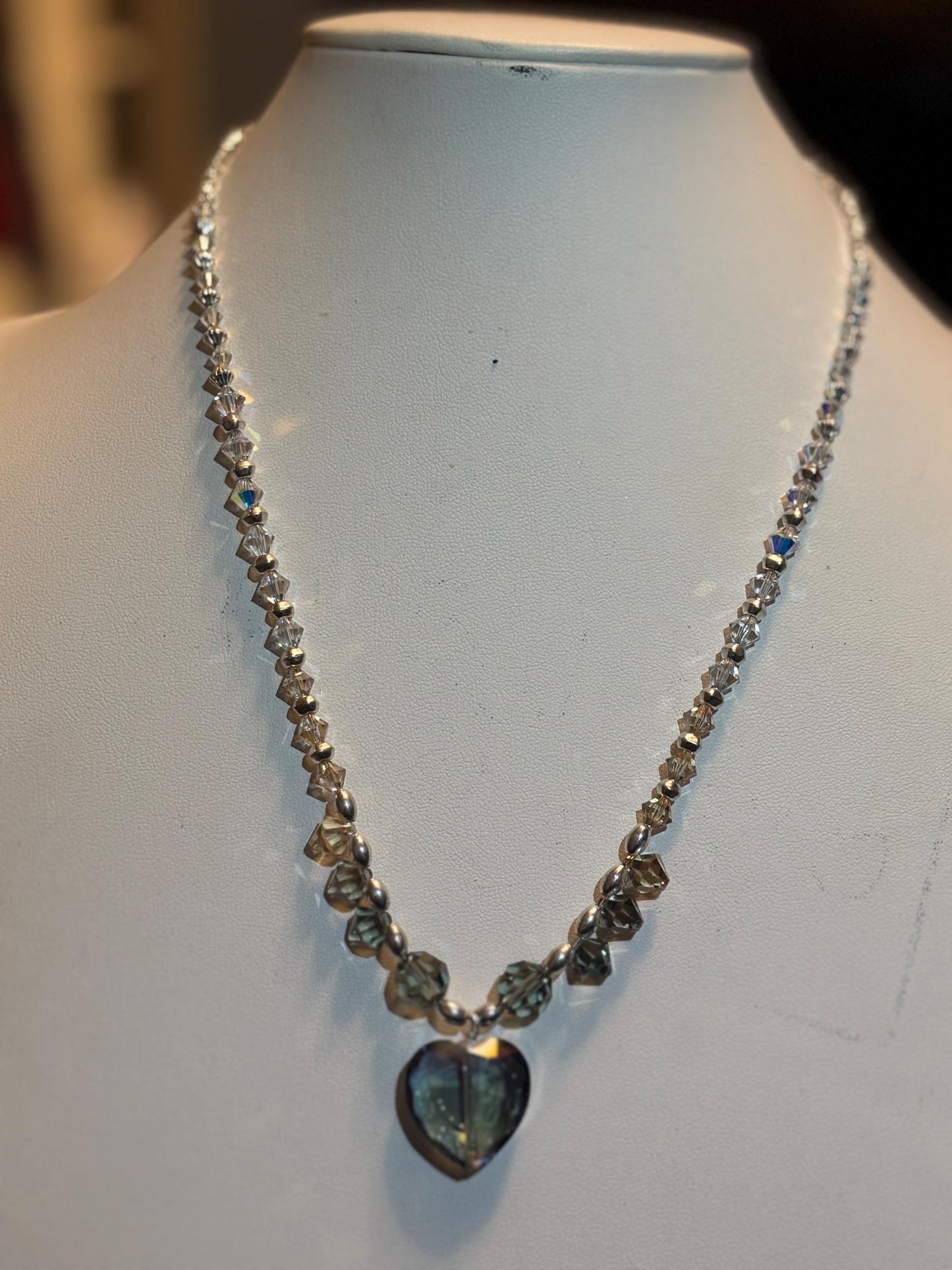 Crystal and Silver Pendant Necklace