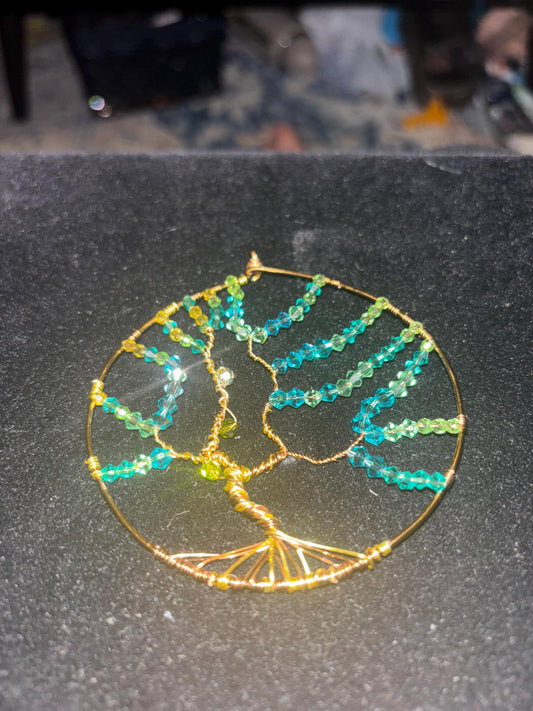 Tree of Life Wire Wrapped Crystal Pendant