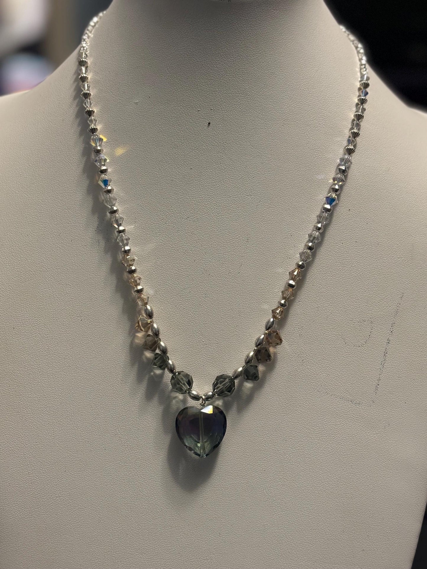 Crystal and Silver Pendant Necklace
