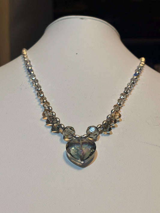 Crystal and Silver Pendant Necklace