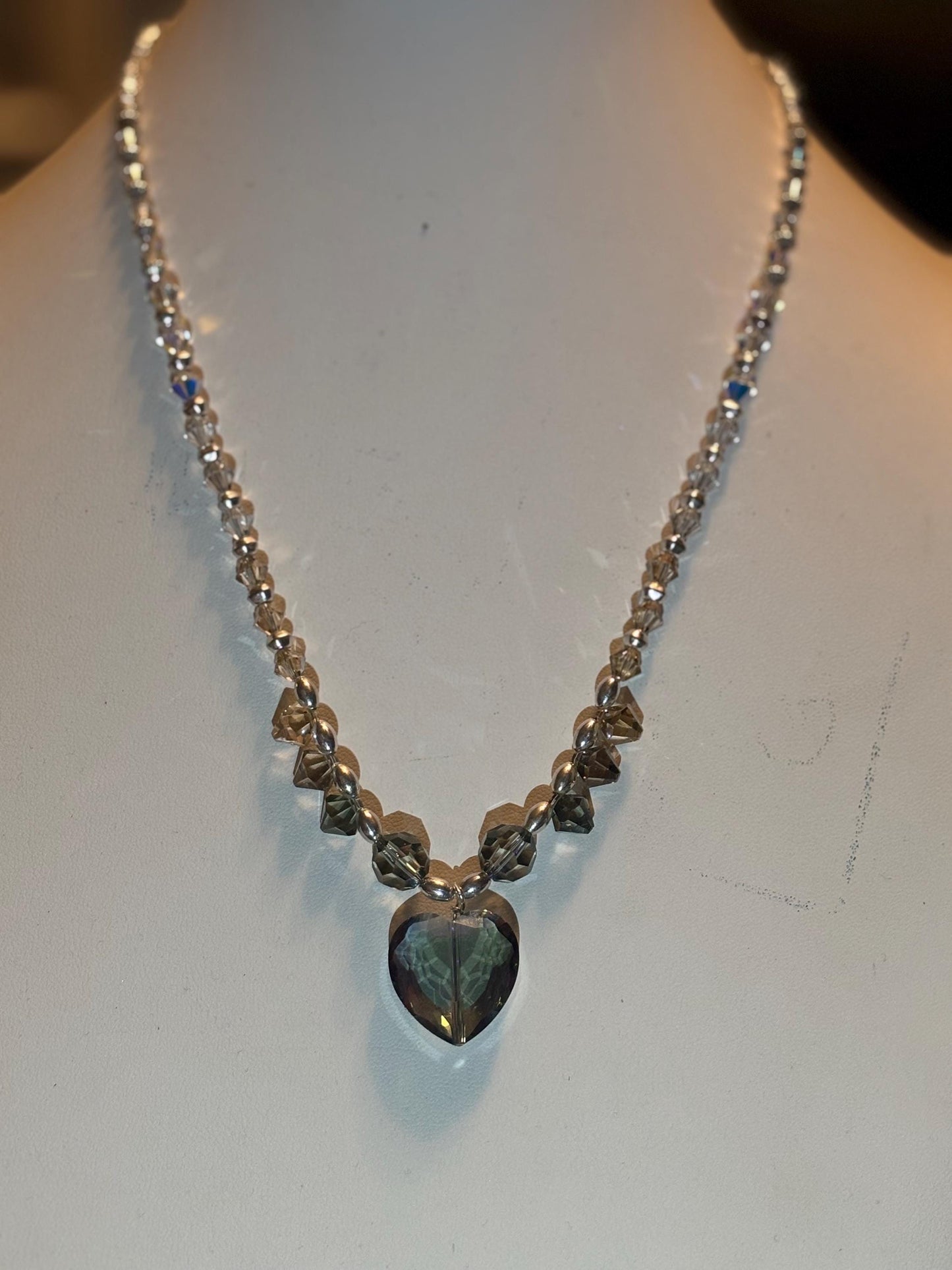 Crystal and Silver Pendant Necklace